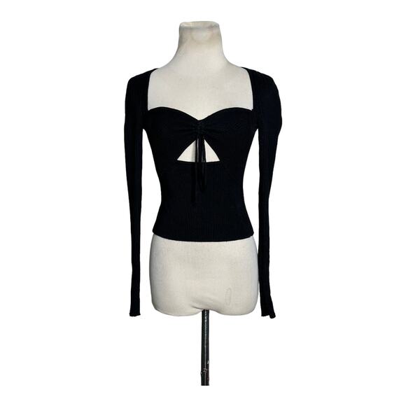 ASTR black knit long sleeves cut out fitted top size XS - Picture 5 of 10